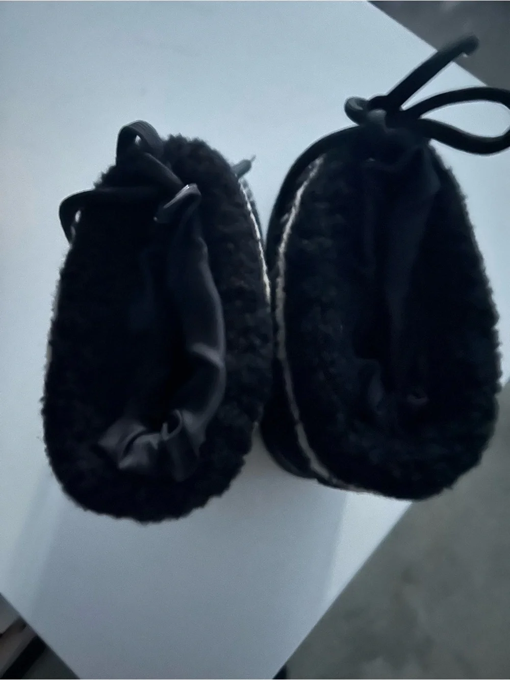 Louis Vuitton Black Knit-Trim Winter Boots with Monogram Detail.